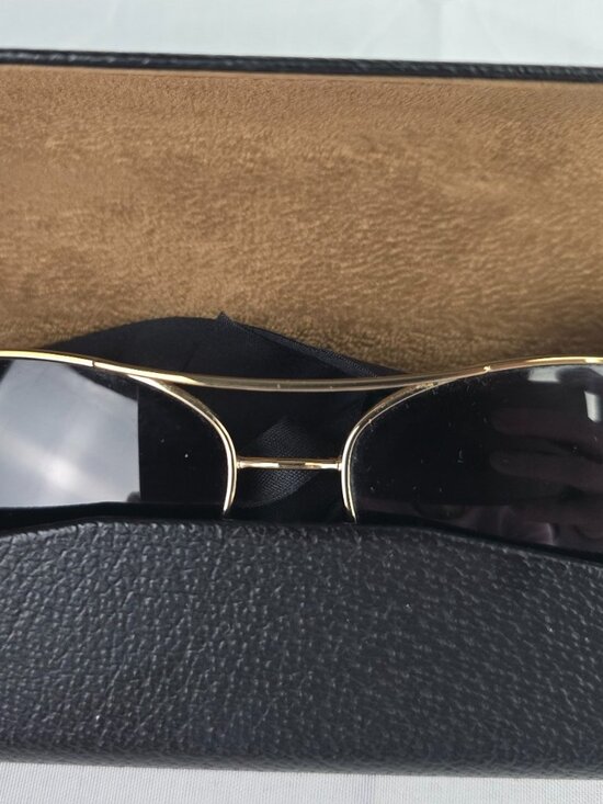 Burberry Gold Aviator Sunglasses Plaid Check Arms w/ Case main image 4